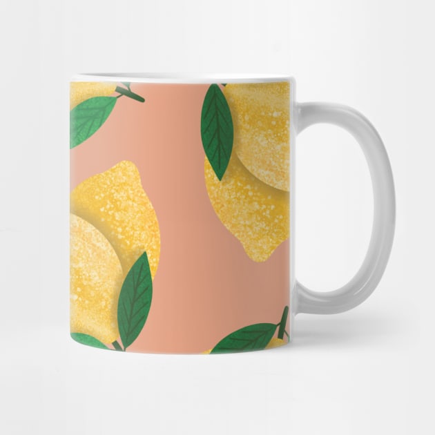 Lemon Pattern Orange Background by TheMoodyDecor